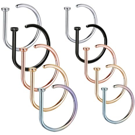 Pack De 10 Anneaux De Nez, Faux Anneaux De Nez, Piercing D'Anneau De Nez, Faux Piercing De Nombril, Faux Piercing De Nez, Piercing De Nez, Anneau De Nez Pour Femme