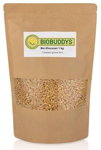 Bio Khorasan Weizen 1 kg ganzes Korn | Urgetreidekorn mit nussiger Note, für Frischvermahlung, Körnerbrot, Bratlinge, Salate und herzhafte Beilagen