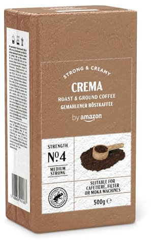 by Amazon Caffè macinato, crema espresso, torrefazione, granuli, 500 g, certificazione Rainforest Alliance