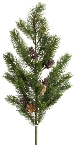 Botanic-Haus künstlicher Tannenzweig 65 cm im Spritzgussverfahren hergestellt mit Zapfen
