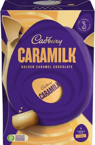 Cadbury Caramilk Chocolate Easter Egg, Golden Caramel Chocolate, Includes 1 Large Egg and 1 Chocolate Bar, 183 g (Pack of 1)
