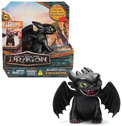 Dreamworks How to Train your Dragon, Interaktiver Mini-Drache Ohnezahn, Figur mit Soundeffekten, Spielzeug für Kinder ab 4 Jahren