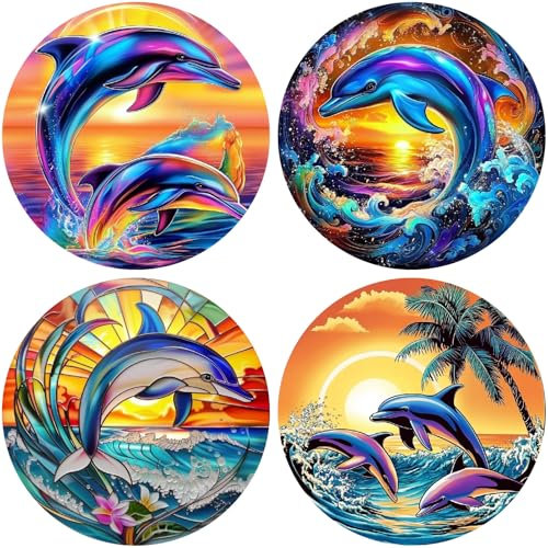 GORGECRAFT 4 pz 4 Stili 16cm Delfino Finestra Adesivi in Plastica Riutilizzabili Statici Estate Adesivi Mare Oceano Animali Delfini Si Aggrappano per Casa Ufficio Finestra Porta Festa Decorazione