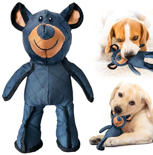 Healife Robust Bär hundespielzeug unzerstörbar für Aggressive kauer - Kauspielzeug Hund, Hundespielzeug große Hunde, Dog Toys - Unkaputtbar bär, Quietschendes bären hundespielzeug