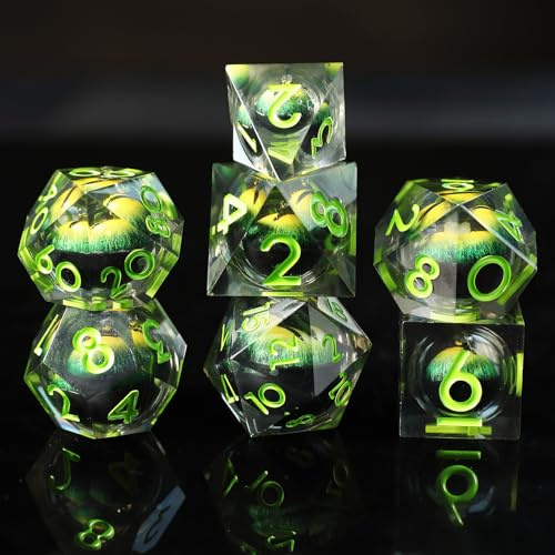 DND Würfel Set Schädel Augapfel Polyedrische Harz Spielwürfel Scharfkantige D&D Rollenspiel-Würfel für Dungeons and Dragons RPG MTG Ttrpg Pathfinder Rollenspiel D20 D12 D10 D8 D6 D4 mit Geschenkbox