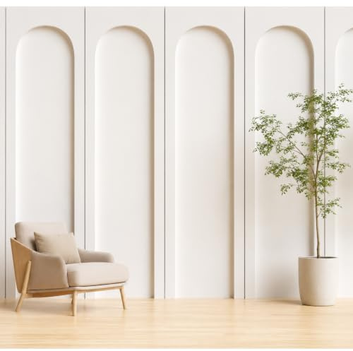 Nuanchu 4 Set Arch MDF Wall Molding Kit 118 x 31.5 Inch Pre-Cut Arch Wainscoting Panel Board and Batten Wall Panel Decor Paintable Accent Kit for DIY Home Bedroom Living Room Decor
