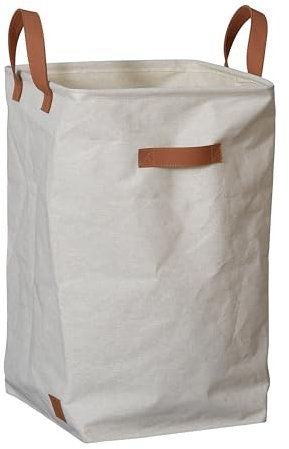 LOVE IT STORE IT Premium Aufbewahrungskorb mit Griffen - Wäschekorb Stoff aus Leinen-Baumwolle - Beige - Stabil und vielseitig - 35x35x58 cm