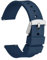 WOCCI 12mm Silikon Gummi Uhrenarmband mit Silberner Schnalle, Schnellverschluss Armband für Damen und Herren (Navy Blau)