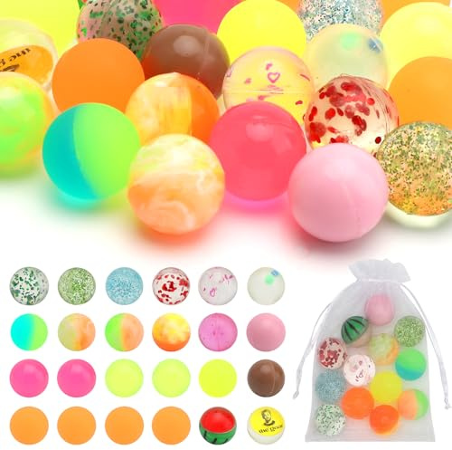ZMDMAH 24 Stück Flummies für, 25 mm Flummis für Bunte Hüpfbälle Gummibälle, Flummi Planeten für Geburtstag Gastgeschenke Belohnungen im Klassenzimmer Verwendet Werden
