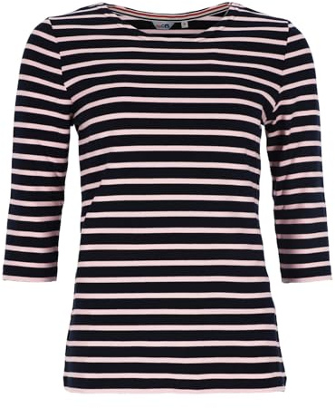 modAS Bretonisches Damenshirt mit 3/4-Arm - Streifenshirt Ringelshirt Basic Shirt Gestreift aus Baumwolle