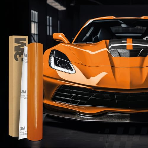 Película/Lámina de envoltura 3M 2080 30 x 152 cm autoadhesiva para coche, moto, barco, protector de pintura 3D con canales de aire para laminar (G14 Naranja Quemado Brillante)