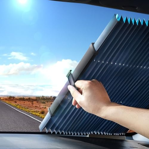 Sonnenschutz Auto Teleskopisch Heckscheibe Und Frontscheibe Innen Sonnenschutz Aluminium Saugnapf Auto Uvschutz für Kleine Autos SUV LKW MPV mit Saugnapf, Wärmedämmung