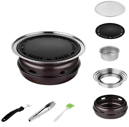 YTYTU Tragbarer BBQ Grill, Kleiner Tischgrill Für Den Außenbereich, Holzkohlegrill Mit Lebensmittelclip Für Camping, Picknick, Terrasse, Hinterhof, Garten(L)