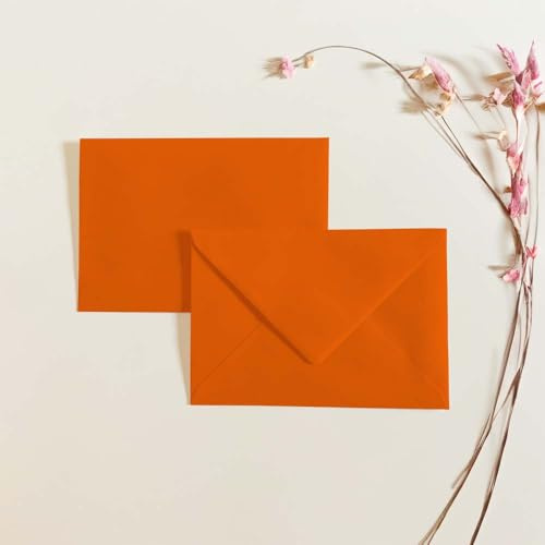 Briefumschlag DIN B6 (125 x 176 mm) ohne Fenster | Nassklebung | Kuvert | Briefhülle Größe 10 Stück, Farbe orange (120g/m²)