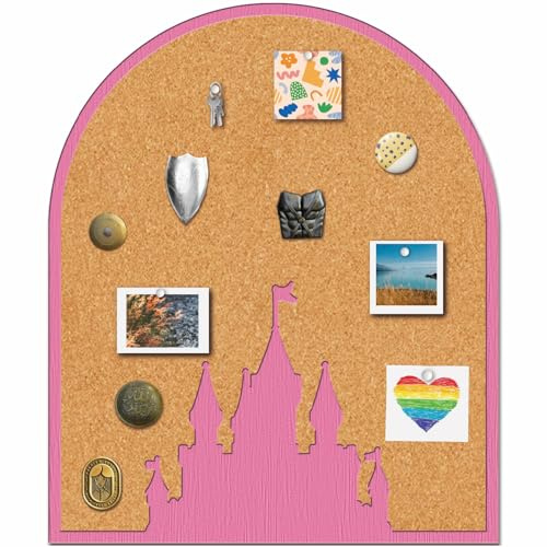 craspire Pin's Rose château Tableau en liège 11,8 x 9,8 Pouces Affichage Mural encadré Badge en Bois Marron Selle Mémo Broche Porte-pin's Rangement pour la Maison, Le Bureau, l'école, la Salle