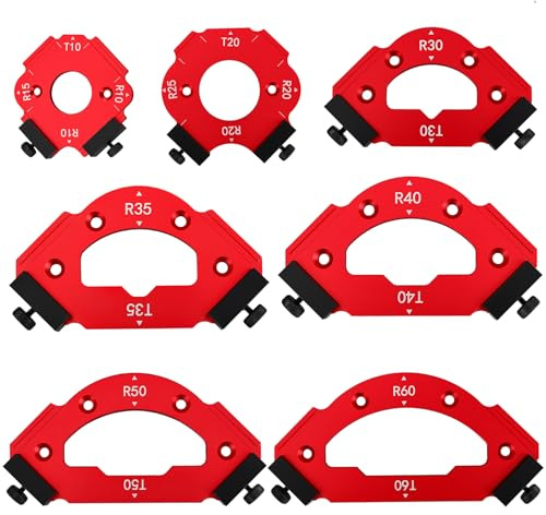 Radius Jig Router Templates Corner, 7Pcs Corner Radius Template with Removable Clip, Arc Cutting Auxiliary Tool for Woodworking Routing R10 R15 R20 R25 R30 R35 R40 R50 R60
