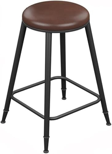 OGYJMSFN Barhocker Barhocker mit braunem Ledersitz, Eisenbeine, Vintage-Hochstuhl ohne Rückenlehne, Bar(Small)