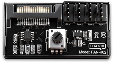 RIIEYOCA 12V 4 Pin PWM PC Fan Controller,PC Fan Adapter Hub 4-Way 4-Pin Fans Supported ,Cooling Fans Hub Powered by SATA With Max Total 60W 5A Output