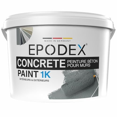 EPODEX 1K Vernice per calcestruzzo - 2kg - Grigio ferro - Pastel | Pittura per esterni in cemento, pittura per interni come pareti, resistente a UV e abrasion, 16m² per mano