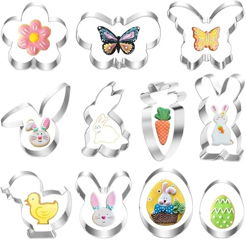 Osterhasen Ausstecher Set 11 Stück Osterhasen Keks Ausstechform Oster Set Edelstahl Keksausstecher Hase Ausstechformen Keksausstecher Hase Ostereier Herz für Plätzchen Backen Kinder