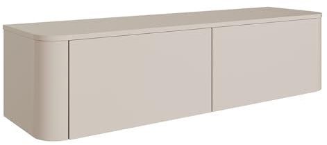 Selsey TV-Schrank 140 cm Hängendes TV-Board Mit Mattem Finish, Kaschmirfarbener Wohnwand Für Wohnzimmer, Mit MDF-Leisten, Stauraum Mit Klappen, Inkl. Sockel & Wandhalterungen, Made in Europe