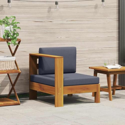 Owoxanthellate Gartensofa 70x65x60 cm Akazie Dunkelgrau Mini Outdoor Gartenmöbel Balkon Lounge Couch wetterfest & modular für Garten Terrasse Wintergarten