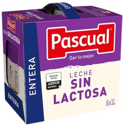 Pascual Leche Entera Sin Lactosa 6 x 1 L – Todo el Sabor de la Leche Clásica – Fácil Digestión – Producto de Consumo Habitual