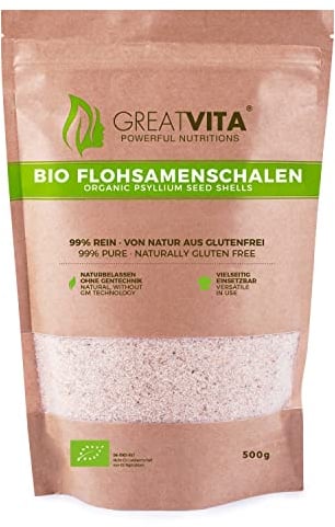 Mea Vita Coque de Psyllium Végétalienne à Haute Teneur en Fibres Biologiques, 500 g
