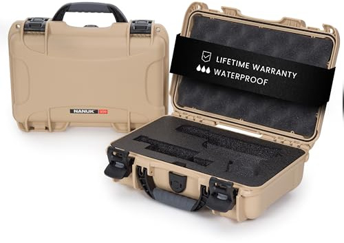 Nanuk 909-GLOCK0 Pistolenkoffer, wasserdicht, Militärgenehmigt, mit benutzerdefiniertem Einsatz, Hellbraun