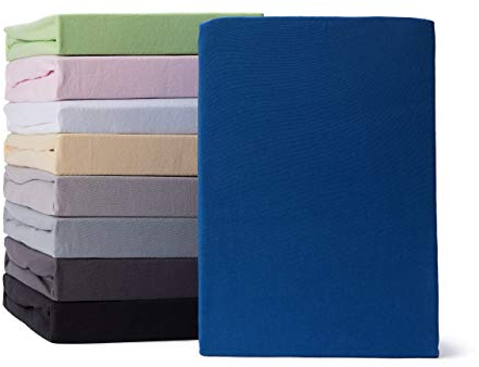 Lumaland Comfort Jersey Spannbettlaken mit Rundum-Gummizug - 140 x 200 cm - 160 x 200 cm - Steghöhe bis zu 25 cm - 160 g/m² 100% Baumwolle Spannbetttuch Bettlaken - Royal Blau