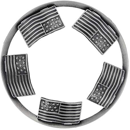 EXCLUSIVE Candle Topper/JAR Topper LID Patriotic Flags Brushed Silver