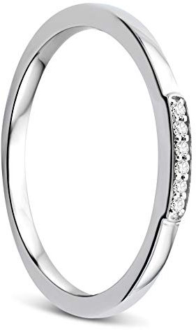 Orovi Damen Ring Weißgold 0.03 Ct Diamant Verlobungsring Ehering Trauring 9 Karat (375) Gold und Diamanten Brillanten