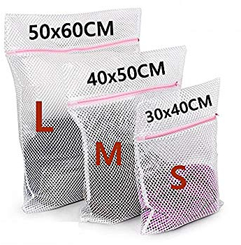 Anjing - Bolsas de lavandería de malla para lavadoras con cremalleras rosas, juego de 3