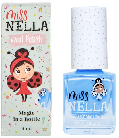 Miss Nella BLUE BELL- Spezieller Nagellack mit Glitzer für Kinder, abwaschen-formel, wasserbasiert und geruchsneutral