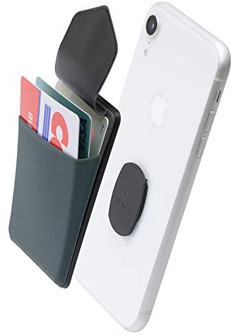 Sinjimoru Mini Geldbörse fürs Handy abnehmbar, Slim Wallet mit Wireless Charging Support, Visitenkarten Etui, Smart Wallet für iPhone & Android. Sinji Mount Flap Grau