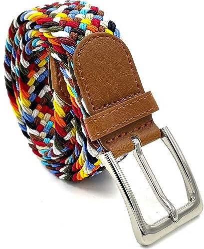 LisaModa Unisex Stretch Flechtgürtel in vielen Farben (Mehrfarbig 037, 85-115)