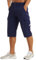 MAGCOMSEN Mens 3/4 Capri Shorts Summer Lightweight Hiking Trousers Breathable Quick-Drying Shorts Gym Trouser with Zip Pockets Navy, 34