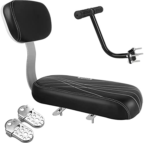 Fahrradrücksitz - Polstersattel mit Rückenlehne kindersitz gepäckträger Hinteres Sitzkissen Armlehne Fußstütze Sicherheits Fahrrad Rücksitz Zub(Set-3)