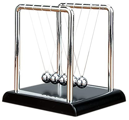 XUBX Newton Kugelstoßpendel Kugelspiel, Newton Pendel Sockel, Newtons Wiege Feste Metallphysik Wissenschaft Ball Balance Schwingpendel, Magnetkugel Spielzeug, Newtons Wiege Balance Ball, Ornamente