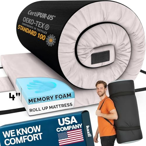 Matrix Cell Memory Foam Camping Matratzenauflage - CertiPUR-US Rollmatratze - Auto Faltbare Bodenmatte für Erwachsene - Schlafmatte Gästebett - Tragbare Reisebett Pad - Campingbettrolle