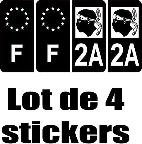 Bearn 2A Corse département région + F-Europe Autocollant Plaque immatriculation Auto Voiture Sticker, Couleur : Noir, Angle : Arrondi