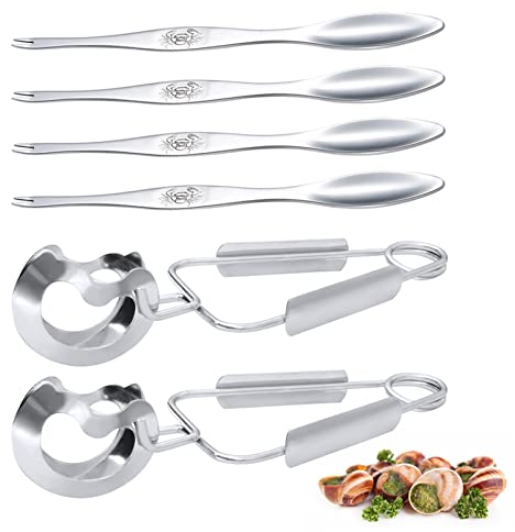 Juego de Pinzas para Caracoles y Tenedores para Caracoles, Cubiertos para Caracoles de Acero Inoxidable, 2 en 1 Tenedores de Mariscos, Caracoles, Herramientas para Recoger Langostas, Paquete de 6