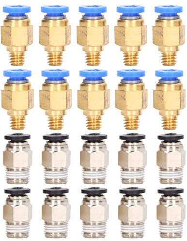 20-teiliges Pneumatisches Fitting für 3D-Drucker Messing PC4-M6+ Edelstahl PC4-10 Zubehörset für Ender 3/3 Pro/3 V2/Ender 5/5 Pro/5 Plus CR-10