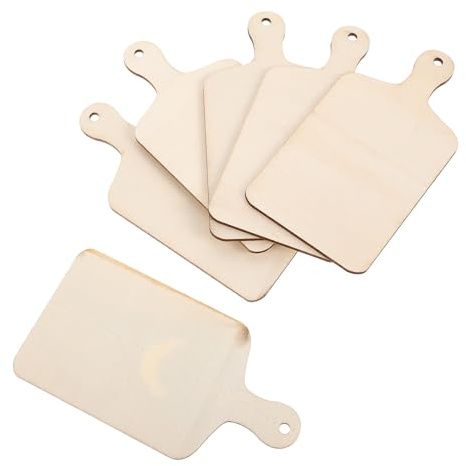 Operitacx 6 Stück Mini-Schneidebretter Aus Holz Pizza Tablett Für Mini Kuchen Dessert Und Obst Servierfach Für Diy Zum Bemalen Und Beschriften 12.00 X 6.00 X 0.20 cm