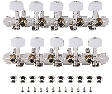 Metallor Guitar Machine Heads Tuning Pegs Tuning Keys Machine Heads for 10 String Electric Guitar or Acoustic Guitar Mandolin Double Hole Chrome 5L 5R