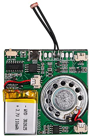 VOANZO Autoplay-DIY-Grußkartenchip USB-beschreibbare Grußkarte Audio herunterladbar 8M - 480S beschreibbares Soundmodul oder DIY-Karten/Spielzeug - Schleifenwiedergabe - Lichtempfindliche Steuerung