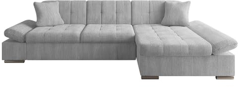 Mirjan24 Ecksofa Malwi Cord mit Regulierbare Armlehnen, L-Form Sofa mit Schlaffunktion und Bettkasten, Design Eckcouch, Wohnlandschaft, Couch (Poso 110, Seite: Rechts)
