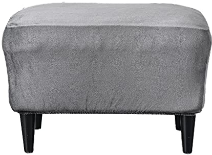 Highdi Ottomane Schonbezug Hockerbezug, Einfarbig Dicker Samt Hocker Hussen für Fußhocker Rechteckig, Stretch Bezug Ottomane Abdeckung Überzug Hocker Protector Hockerabdeckung (Grau)