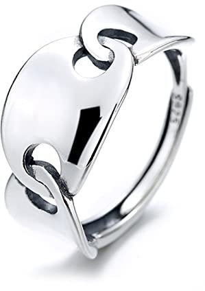 Whoiy Resizable Rings, Ring Silber Jugendstil Glatte Schweinenase Kostenlose Gravur Geschenk zum Valentinstag