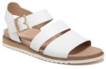 Dr. Scholl's Shoes Women's Island Glow Strappy Flat Sandal,White Smooth,10